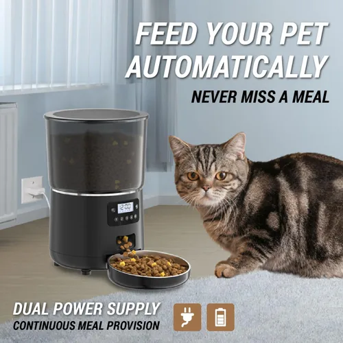 Vista 3 de Alimentador para gatos dispensador automático de alimentos para gatos y mascotas Diseño patentado anti-cucarachas fácil de limpiar