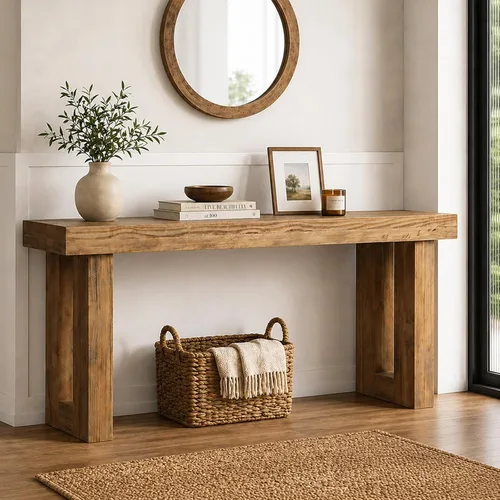 Vista 10 de HOKYHOKY Reclaimed Solid Wood Console Table, 59" Long Entryway Table