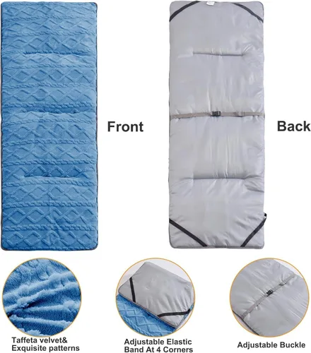Vista 2 de Folding Camping Cot Pad - Portable & Comfortable Outdoor Sleeping Mat with Elastic Strap, Lightweight Waterproof Bottom Mattress Pad