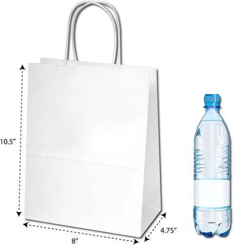Vista 2 de Flexicore Packaging - Bolsas de papel kraft impresas personalizadas (8 x 4.75 x 10.5 pulgadas, 50)