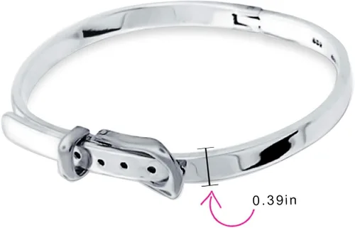 Vista 3 de Fine Jewelry - Brazalete de amor apilable con bisagras, correa funcional con hebilla para mujer, novia, plata de ley 925, ajustable de 7 a 8