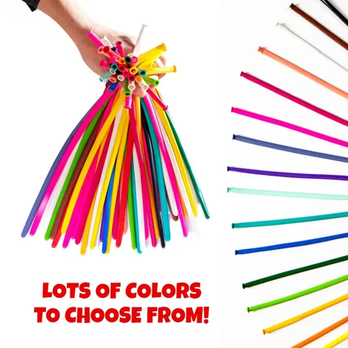 Vista 4 de 260 globos largos de Aragón (100 piezas) para animales de globo, diseño de forma de animal torcido de látex, globos mágicos largos para fiestas