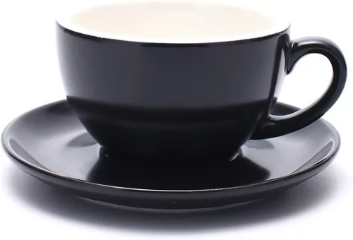 Vista 13 de Coffeezone - Taza de café con platillo de libre servicio, pequeña, para capuchino y café expreso doble, tazas de café de cerámica para cafetería