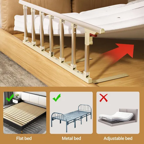 Vista 6 de Rieles de cama para adultos mayores, barandillas plegables de 40 x 16 pulgadas para personas mayores, aptas para cama matrimonial, individual, king