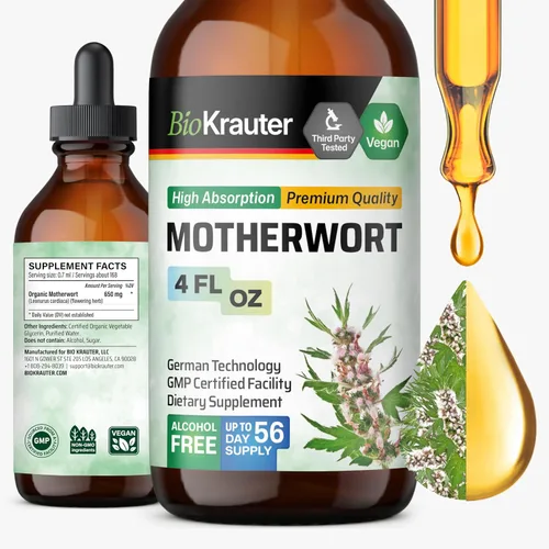 Vista 10 de BIO KRAUTER® Suplementos de perimenopausia y menopausia para mujeres* - Tintura vegana de agripalma de 2 onzas líquidas Suministro de 28 días