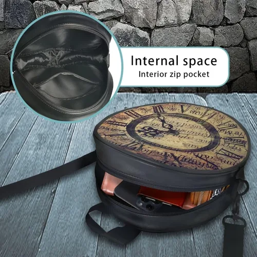 Vista 6 de SEANATIVE Bolsos de cuero para mujer, bolso redondo con cremallera y correa ajustable