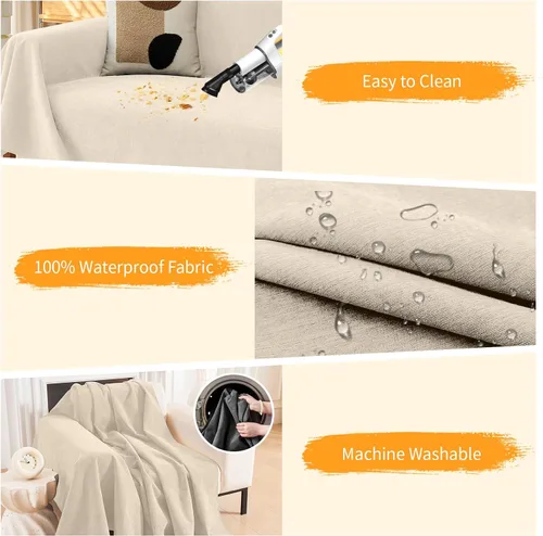 Vista 5 de Warmstar Protector de sofá contra las garras de los gatos, funda impermeable antideslizante para sofá de 3 cojines, funda para sofá de 3 cojines