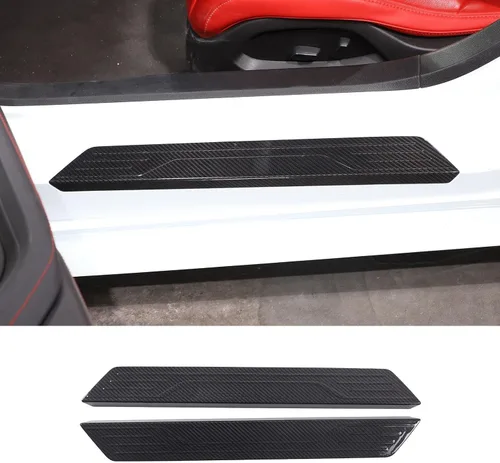 Vista 6 de TOYCIDFG Protectores de placa para umbral de puerta de automóvil, para C8 Corvette Stingray 2020-2023, protector de borde de puerta, panel de fibra