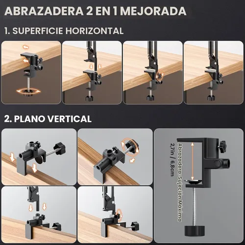 Vista 6 de Lámpara de aumento rectangular 10X, luz de aumento grande con 5 modos de Negro