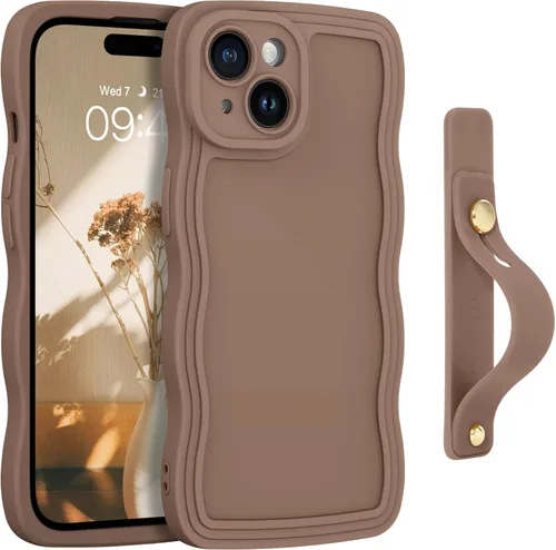 Vista 41 de GUAGUA Funda para iPhone SE 2022/2020, Funda para Teléfono iPhone 7/8 Diseño Lindo de Forma de Onda Rizada TPU Suave con Correa de Muñeca Soporte