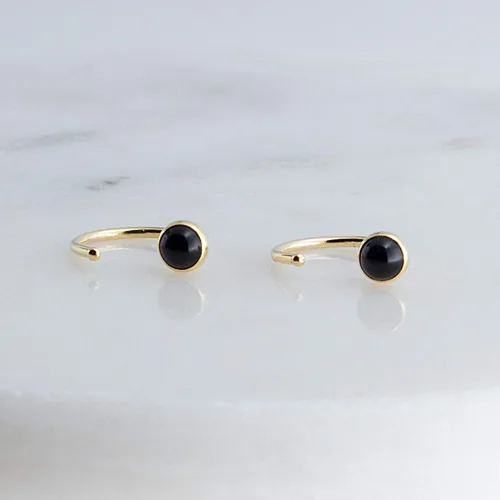 Vista 48 de Half Huggie Gold Hoop Earrings for Girls Women Tiny Cartilage Birthstone Stud Piercing Earring Hypoallergenic Earring Screw Back Dainty Hug Hoops