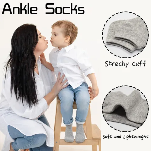 Vista 3 de SPTRAMLE Calcetines para niños, 25 pares de calcetines de corte bajo para niños y niñas (0 a 14 años), 25 pares de calcetines de tobillo para niños
