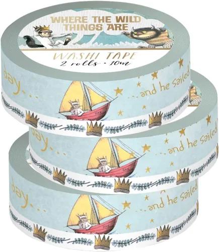 Vista 5 de Paper House Productions Where the Wild Things are - Juego de 2 rollos de cinta washi decorativa para álbumes de recortes y manualidades, personajes