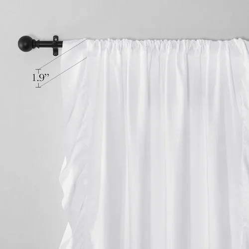 Vista 3 de NICETOWN Cortinas blancas Shabby Chic de 63 pulgadas de largo para habitación de niños, bolsillo para barra de privacidad con filtro de luz suave