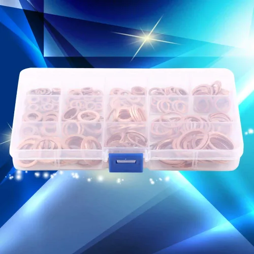 Vista 2 de 280PCS 12 Sizes Copper Flat Washer, Copper Washers Assortment Kit Plain Washers with Box Fitting for Screws Bolts Fasteners