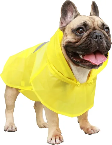 Vista 9 de iChoue Abrigos para clima frío para perro, impermeables, impermeables, ligeras, cortavientos, con capucha, para bullodg francés, inglés, pitbull