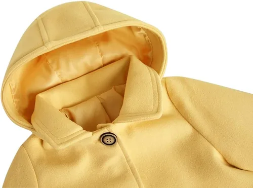 Vista 9 de rrhss Abrigo formal con botones para niñas pequeñas, chaqueta de lana con capucha para otoño e invierno