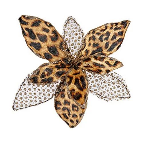 Vista 2 de Flor Decorativa Krist+ Navidad Leopardo