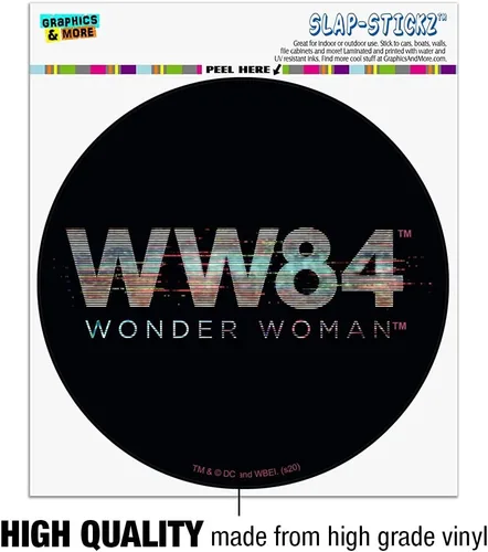 Vista 3 de Wonder Woman 1984 Glitchy 80s Logo Automotive Car Window Locker Circle Bumper Sticker