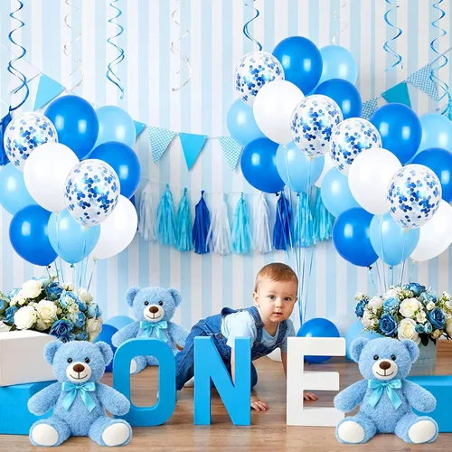 Vista 5 de Civaner Paquete de 4 osos de peluche de 14 pulgadas, lindos osos suaves, regalos a granel para mujeres, mejores amigas y novias (azul)