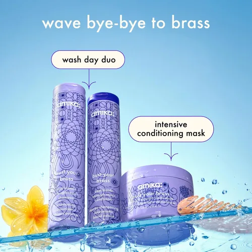 Vista 7 de amika bust your brass cool blonde strength repair shampoo