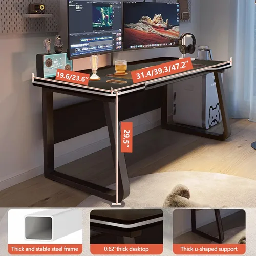 Vista 5 de Gaming Desk Computer Writing Table Student Art Modren Simple Style PC Wood Suitable for Home, Office