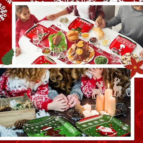 Vista 5 de Paquete de 120 platos de papel para suéter feo de Navidad, platos desechables de Navidad para fiesta de postre de 9 pulgadas con pan de jengibre