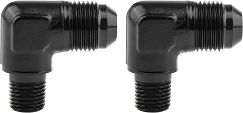 Vista 26 de EVIL ENERGY 3AN macho acampanado a 1/4" NPT tubo adaptador de ajuste de 90 grados aluminio negro 2 piezas