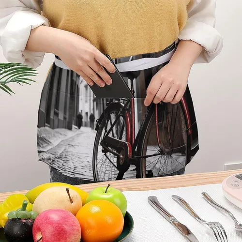 Vista 3 de Server Aprons with 3 Pockets Waist Apron Waterproof Half Apron Short Cooking Aprons Bib