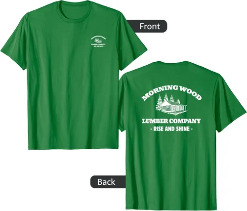 Vista 5 de Morning Wood Lumber Company - Camiseta con estampado de espalda delantera, Negro, S