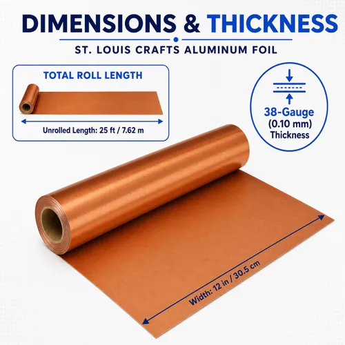 Vista 3 de lámina de aluminio de calibre 38, de 12 pulgadas x 25 pies, rollo de cobre solamente