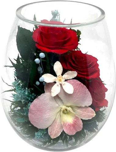 Vista 4 de Fiora Flower Rosas preservadas y arreglo floral en jarrón de vidrio sellado Dura hasta 5 años Regalo elegante para bodas, cumpleaños y Brisa