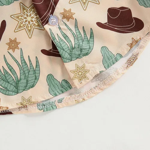 Vista 6 de Camisa de vestir de manga corta con estampado de vaca y botones para bebé niño
