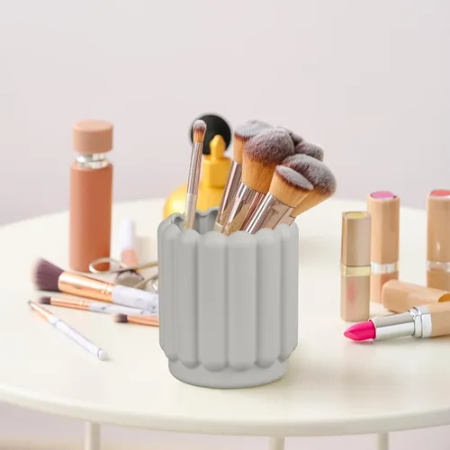 Vista 7 de Soporte de silicona para bolígrafo, portalápices, lindo vaso para escritorio para niños, decoración de oficina, accesorios de escritorio, Gris claro