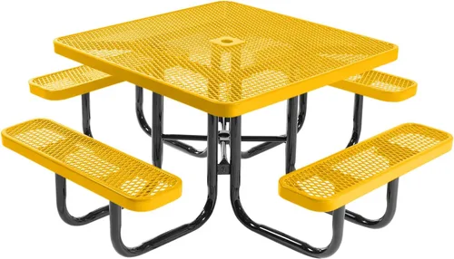 Vista 31 de COATEDOUTDOORFURNITURE Mesa de picnic cuadrada de 46 pulgadas, expandida, color negro