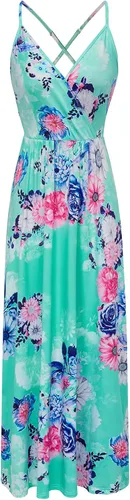 Vista 5 de LAISHEN Vestido de verano para mujer cuello en V floral sin espalda con bolsillo