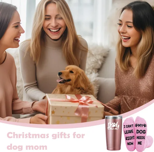 Vista 6 de Golden Associate Regalos para Mamá Perrera, Vaso Térmico Temático de Perros de 20 oz y Conjunto de Calcetines Divertidos, Rellenos para Calcetín