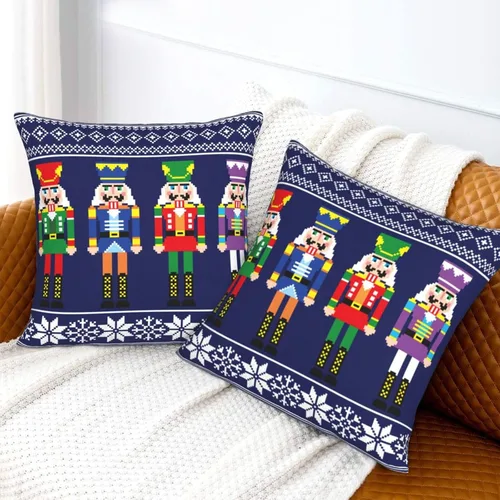 Vista 6 de Fiokroo Cascanueces - Juego de 2 fundas de almohada cuadradas para sofá, dormitorio, sala de estar, automóvil