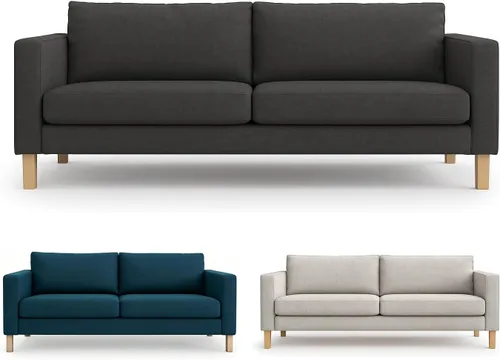 Vista 7 de Karlstad - Funda de repuesto para sofá IKEA Karlstad, funda de sofá Kalrstad de 3 asientos, solo funda de sofá Karlstad (azul diario)