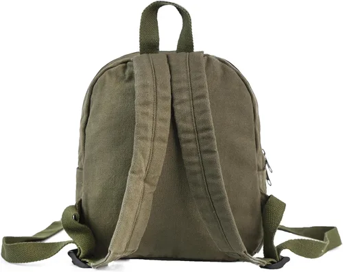 Vista 4 de Mini mochila personalizada mochila pequeña mochila de lona vintage para la escuela Mochila universitaria personalizada con monograma, Verde, Lona