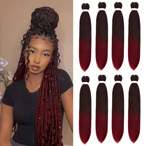 Vista 19 de 8 paquetes de extensiones preestiradas - 16 pulgadas de cabello trenzado premium, 55G/paquete, sin picazón, fijación en agua caliente, textura Perm