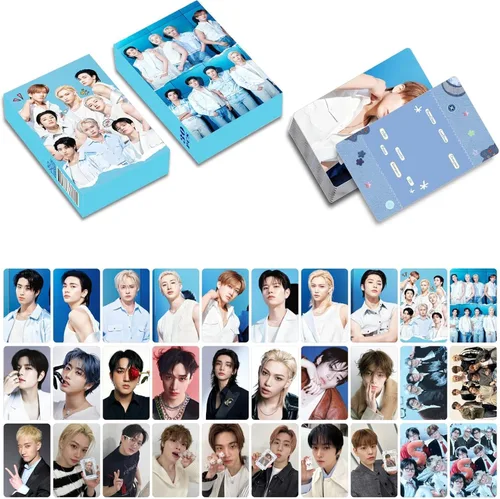 Vista 4 de 120 piezas de tarjetas fotográficas de Stray-Kids, tarjetas Lomo de Stray-Kids para colección (Beige)