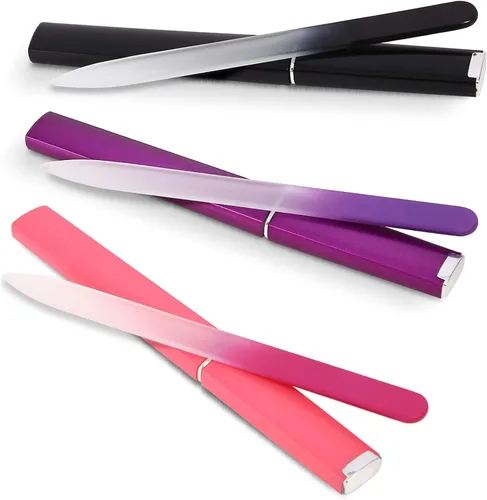 Vista 9 de 6 Piezas Limas de Uñas de Vidrio con Estuche, Limas de Uñas de Cristal para Uñas Naturales Conjunto de Limas de Uñas, Lima de Uñas Grabada de Doble