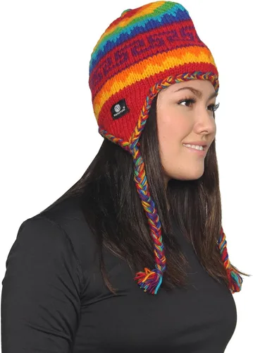 Vista 4 de KayJayStyles Nepal - Juego de gorro de lana de esquí y guantes de punto a mano