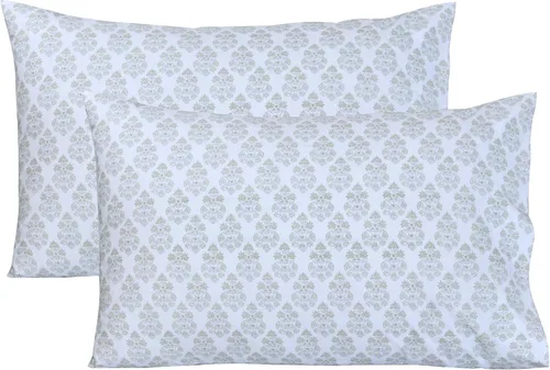Vista 17 de Feather & Stitch - Fundas de almohada 100% algodón de 2 piezas tamaño Queen, 300TC fundas de almohada ultra suaves con cierre de sobre, resistentes
