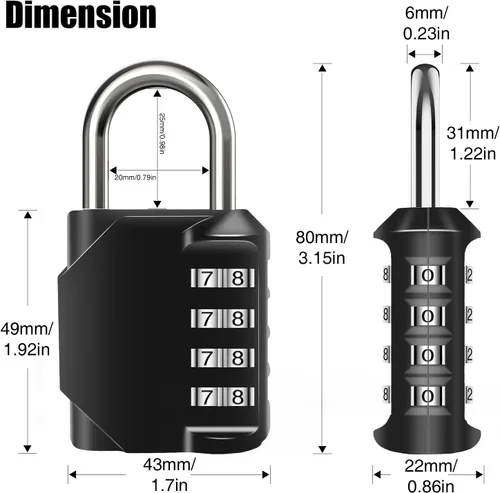 Vista 4 de Candados de combinación impermeables de 4 dígitos con código de combinación, cerradura de combinación de aleación de zinc para puerta, cajas