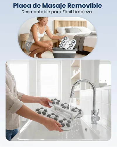Vista 5 de Masajeador de baño de spa de pies mejorado 2026 con calor, bañera plegable 2-Gris