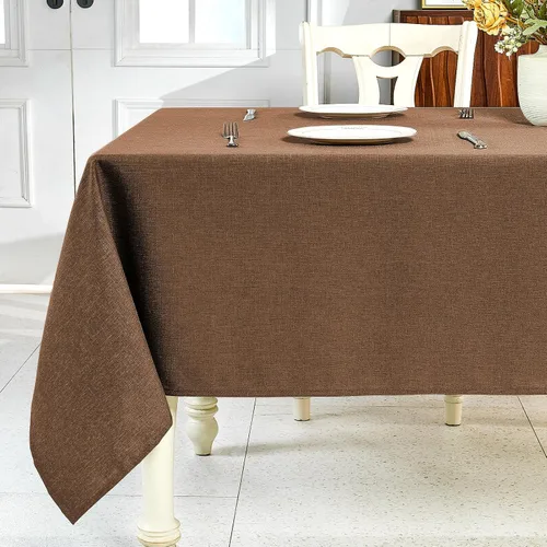 Vista 10 de IVAPUPU Mantel de Lino Texturizado para Mesa Rectangular - Mantel de Tela Impermeable Rectangular Sin Arrugas Limpiable Cubierta de Comedor