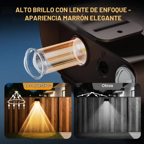 Vista 3 de Luces solares de valla súper duraderas al aire libre, luces de cubierta impermeables, perfectas para días de invierno y lluviosos, iluminación solar