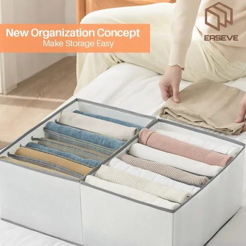 Vista 4 de EASEVE Organizador de armario y almacenamiento para ropa, organizador de cajones plegables de 7 rejillas para jeans, pantalones, camisas, leggings
